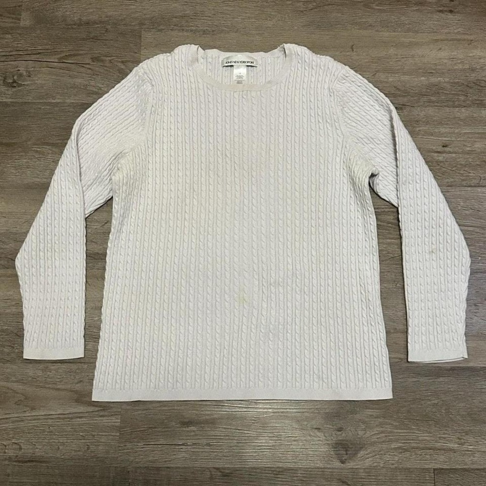 Jones New York Sport Sweater Womens‎ 1X White Knit Ribbed Pullover